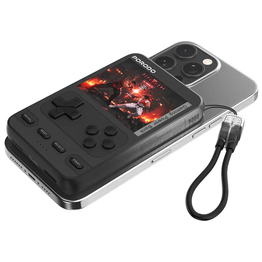 MagSafe Power Bank 5000mAh Porodo Arcadevolt – Built-In Retro Games