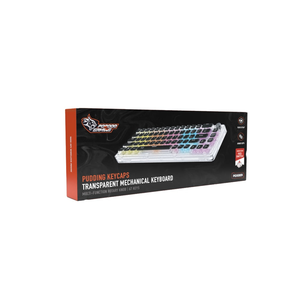 Porodo Gaming PDX223 Mechanical Keyboard – Pudding Keycaps & RGB Backlight