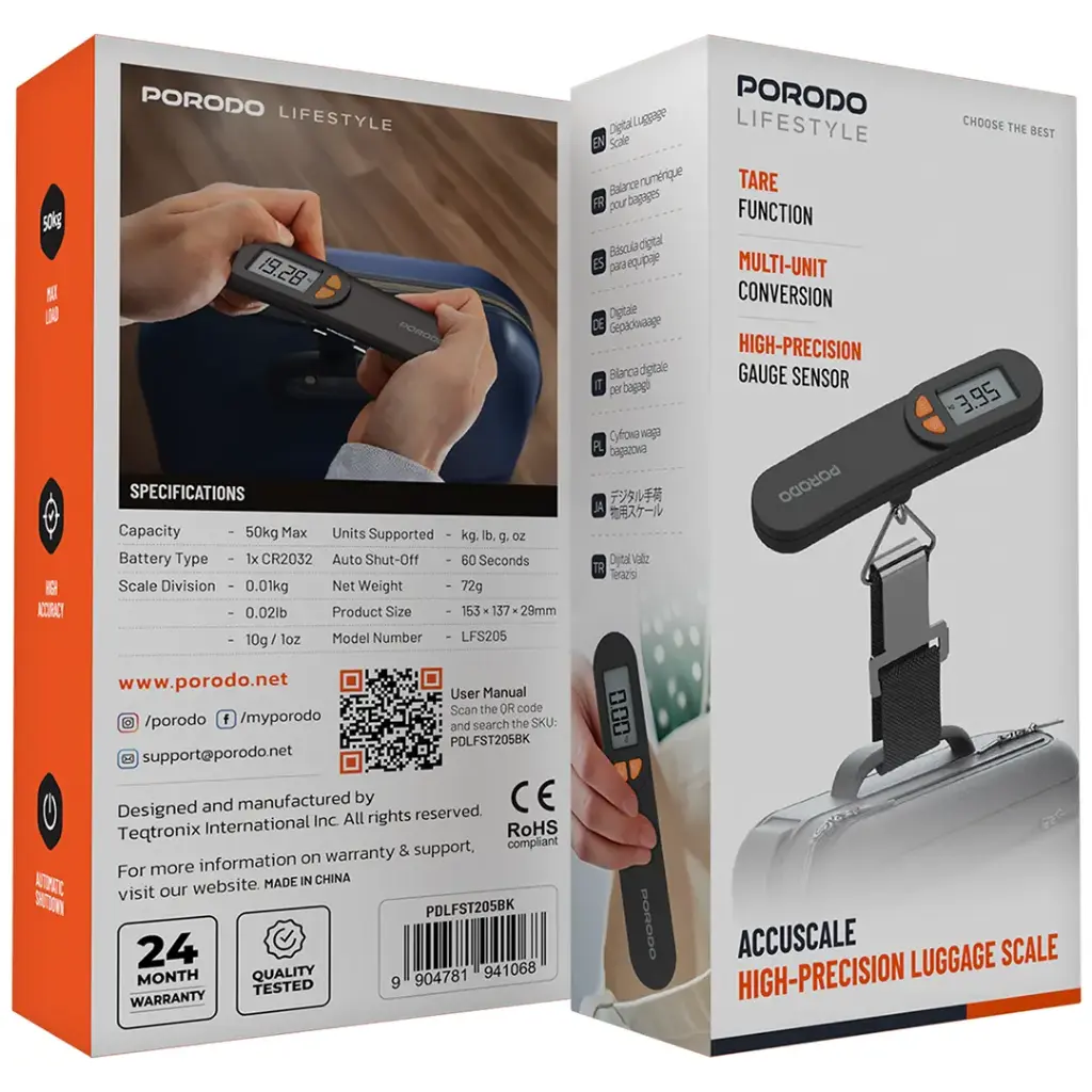 Digital Luggage Scale Porodo Accuscale – 50kg High Precision