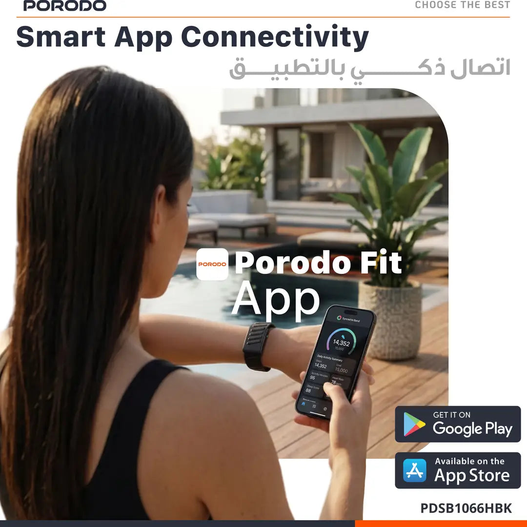 Porodo TrackFit Apex – IP68 Water Resistant Fitness Tracker