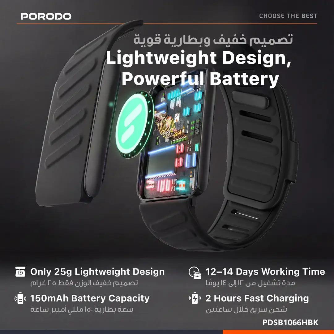 Porodo TrackFit Apex – Stainless Steel Band Worn on Wrist