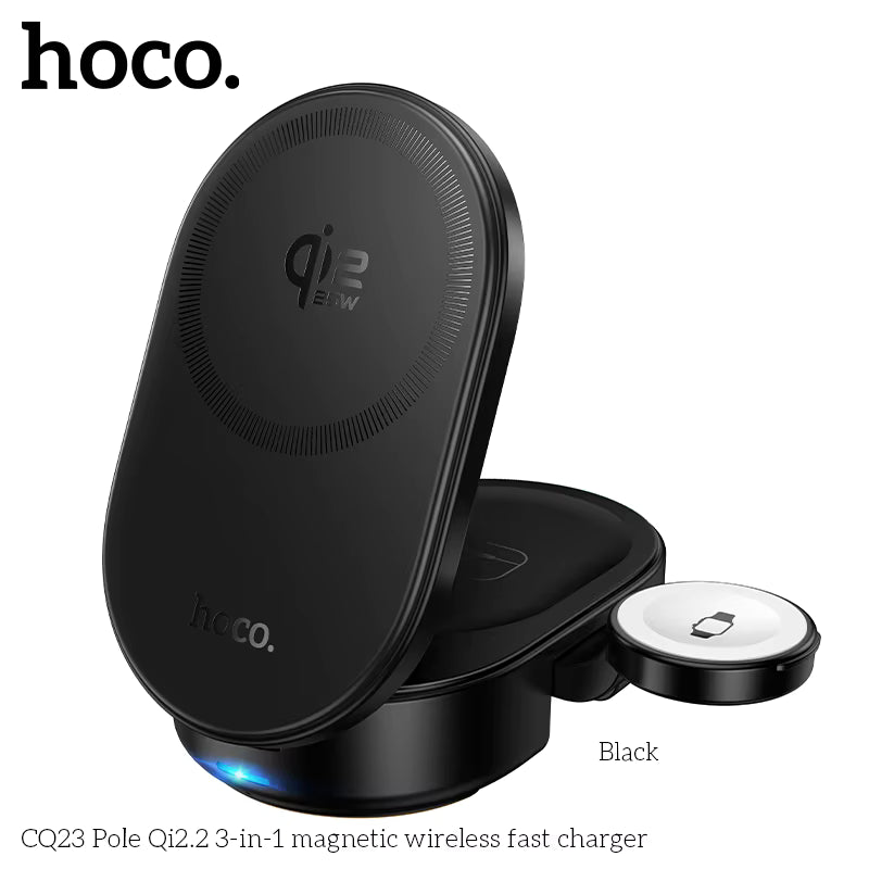 HOCO CQ23 Qi2 3-in-1 magnetic wireless charger - 25W foldable station