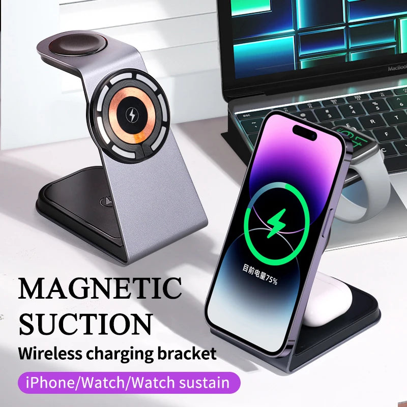 Lito Wireless Charging Station – 3-in-1 Fast Charger for Phone, Watch & AirPods