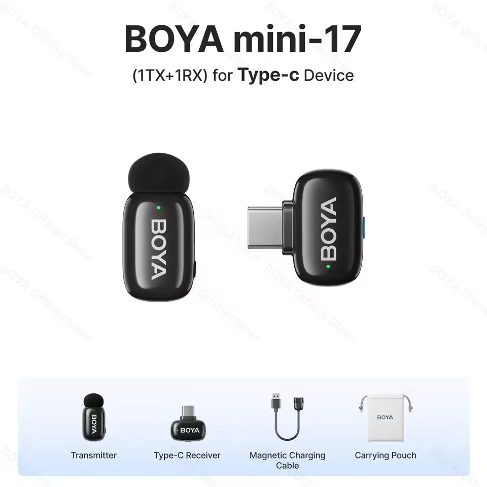 BOYA Mini USB-C Microphone with AI Voice & Noise Cancellation