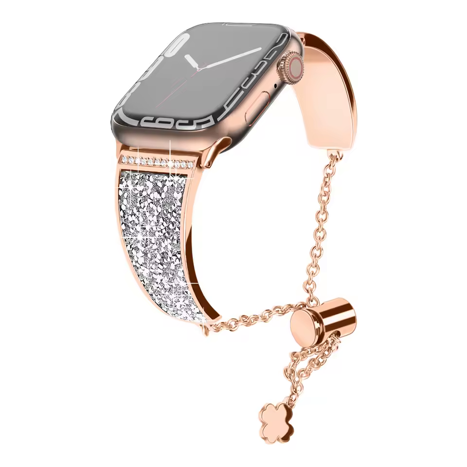 Women's Diamond Metal Apple Watch Band – Rose Gold Rhinestone