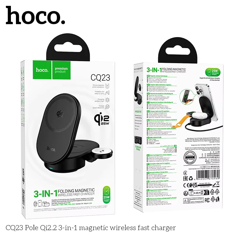 HOCO CQ23 wireless charger folded flat for travel