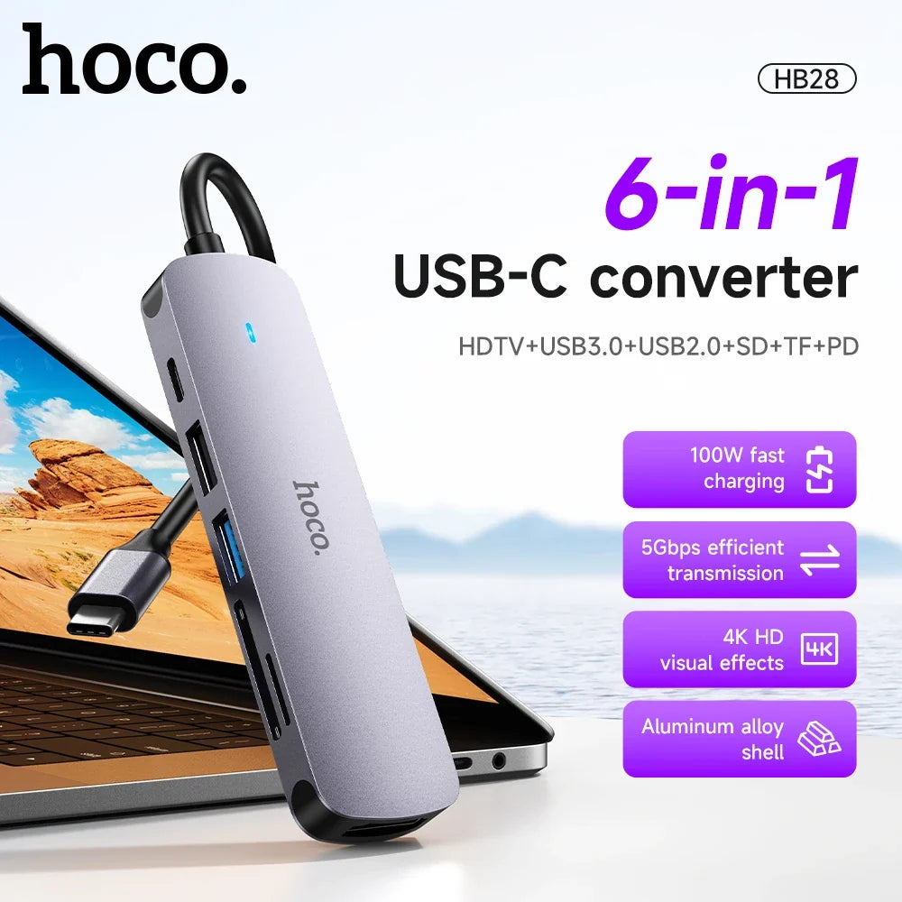 HOCO HB28 6-in-1 USB-C hub