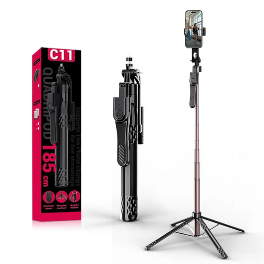 Quadripod C11 Adjustable Tripod Stand – Lightweight & Stable with Phone Holder