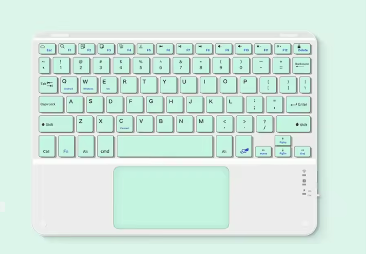 Wireless touchpad keyboard slim compact design side view