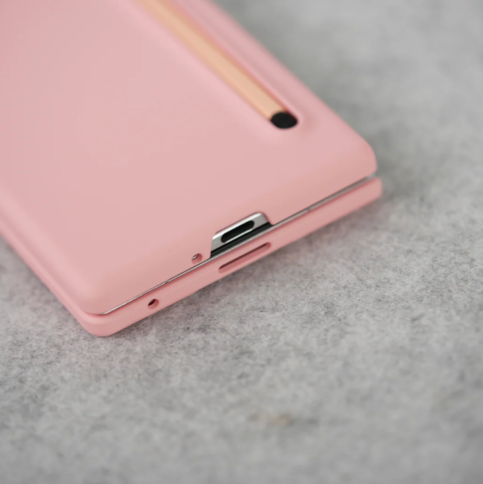 Slim Pink Silicone Case with Stylus Holder for Samsung Galaxy Z Fold 7