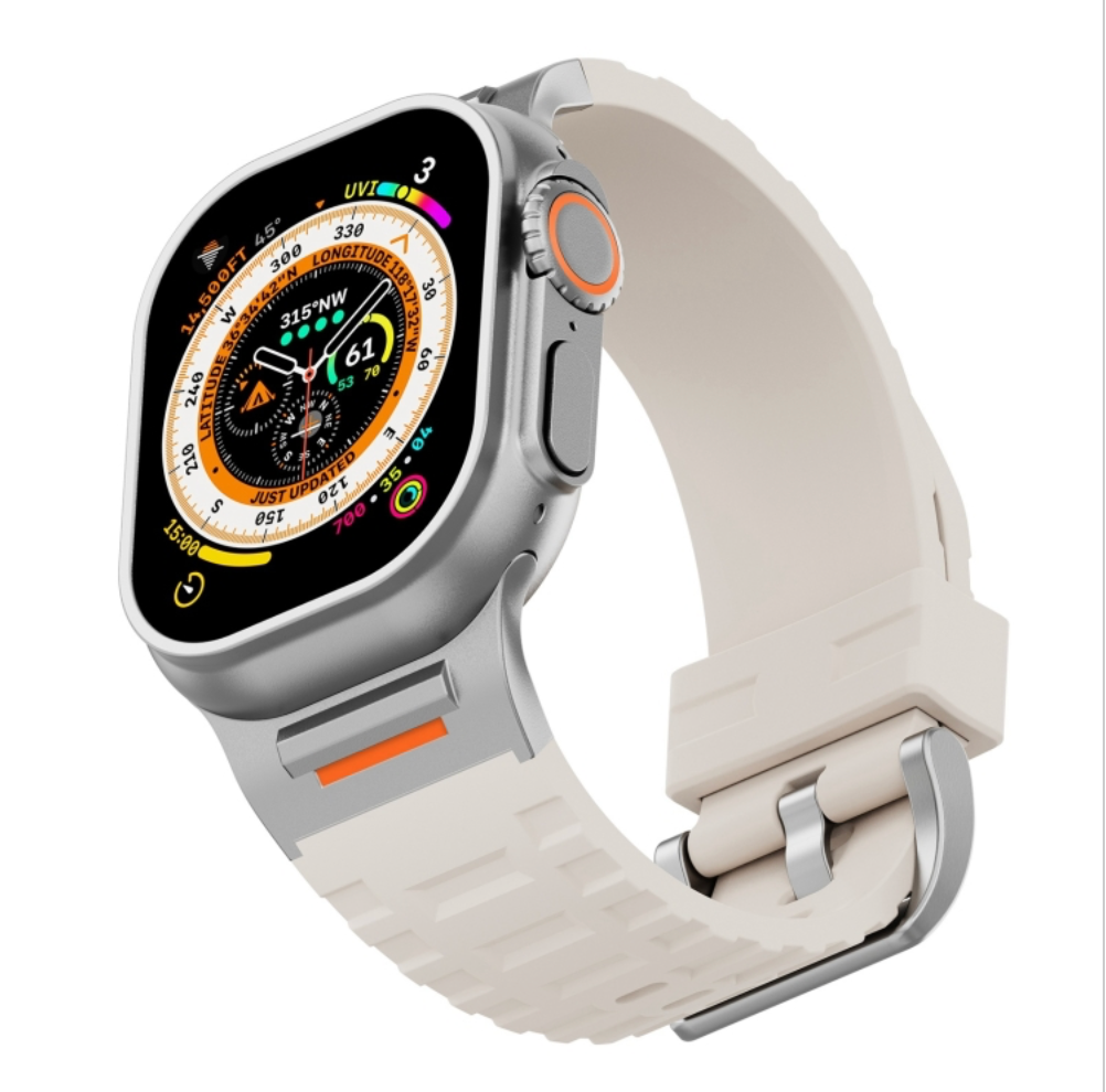 Rugged Apple Watch band stainless steel pin buckle