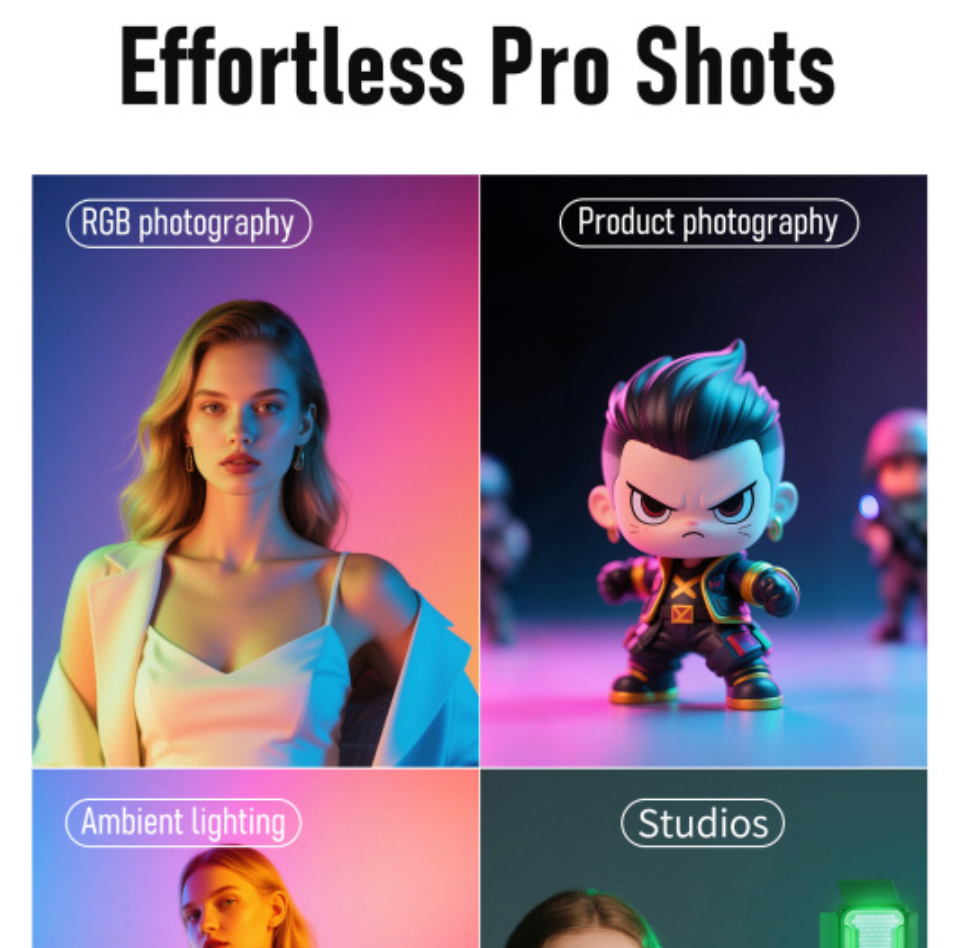 Portable RGB LED photography light with magnetic attachment
