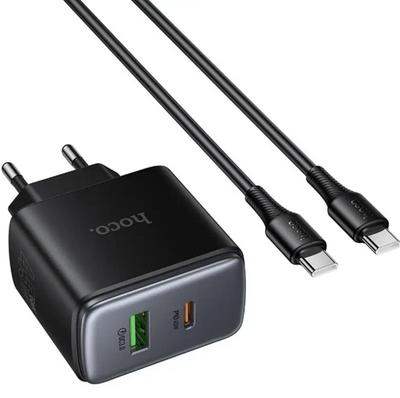 HOCO C158A Upgrade PD45W Fast Charger (1 USB-A + 1 Type-C) + Type-C to Type-C Cable