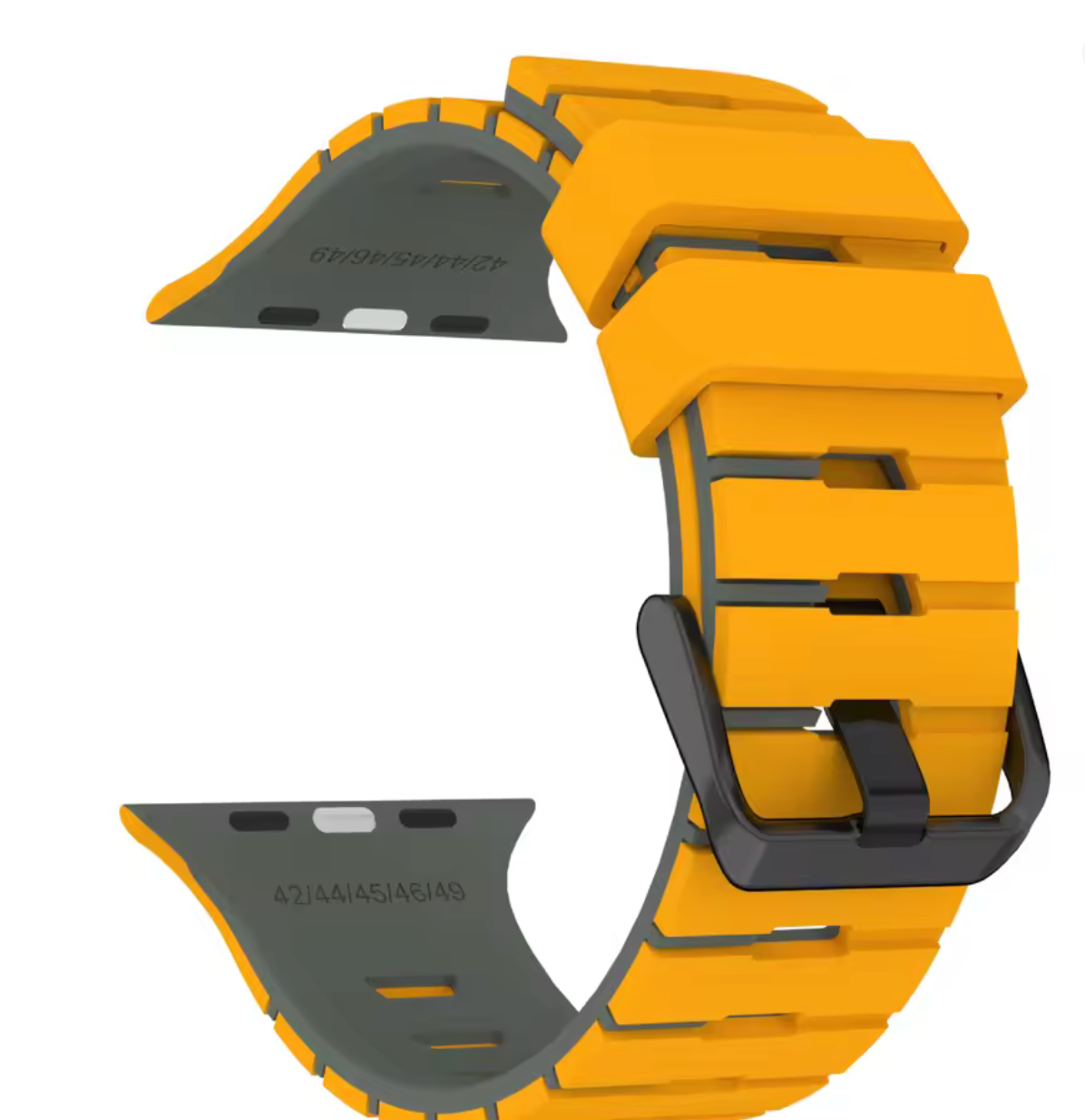 Two-tone silicone Apple Watch sport band - ridged texture and black buckle