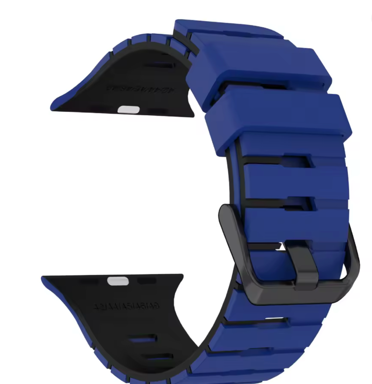 Two-tone silicone Apple Watch band in blue with black lining