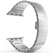 Stainless steel 316 link Apple Watch band silver front view