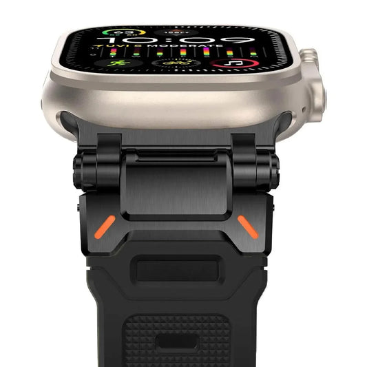 Apple Watch Armor Design Strap| FKM Rubber & Black Stainless Steel