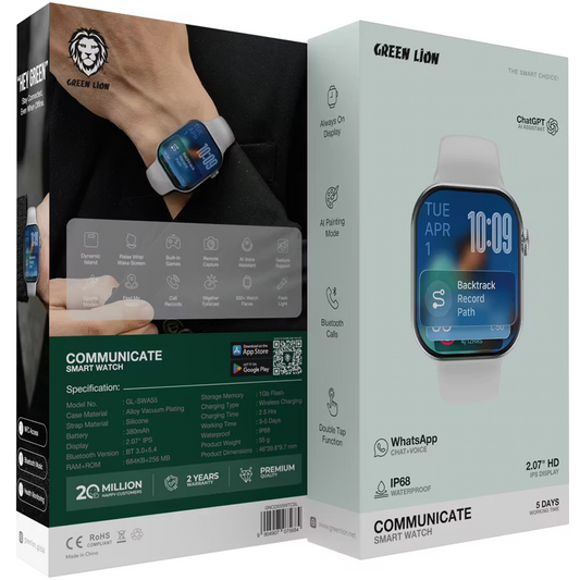 WhatsApp Chat & Voice Assistant, Green Lion Communicate Smart Watch – 46mm -ChatGPT AI