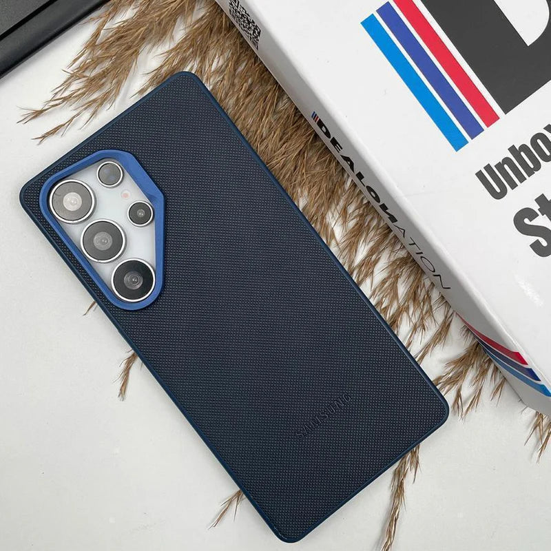 Vegan leather case slim profile S25 Ultra side view