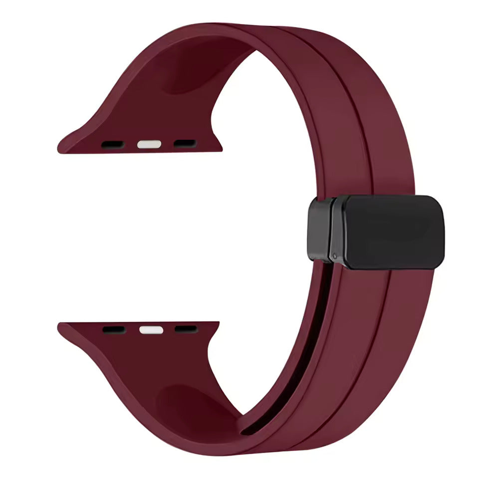 Magnetic Silicone Apple Watch Band – Wine Red