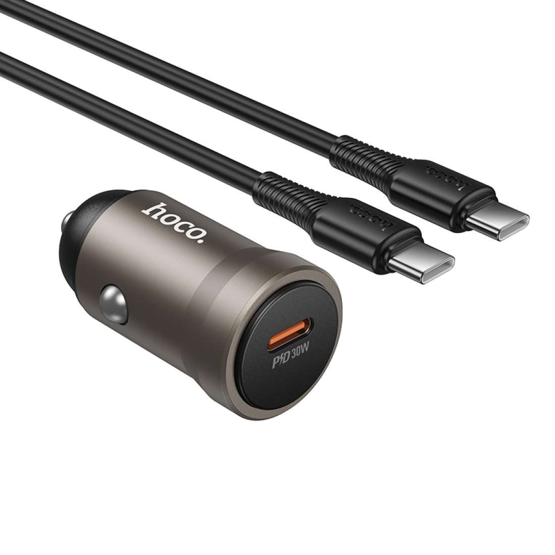 HOCO 30W USB-C PD car charger with Type-C to Type-C cable
