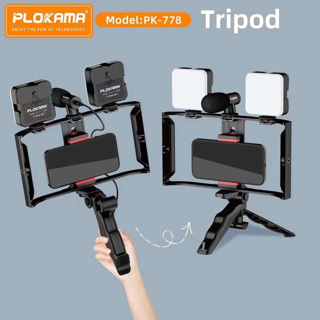 Plokama Video-Making Kit PK-778 – Tripod, Dual LED Lights, Mic & Remote for Vlogging