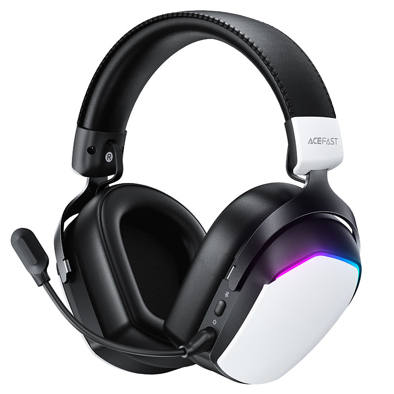 ACEFAST H11 wireless gaming headset in white with boom microphone