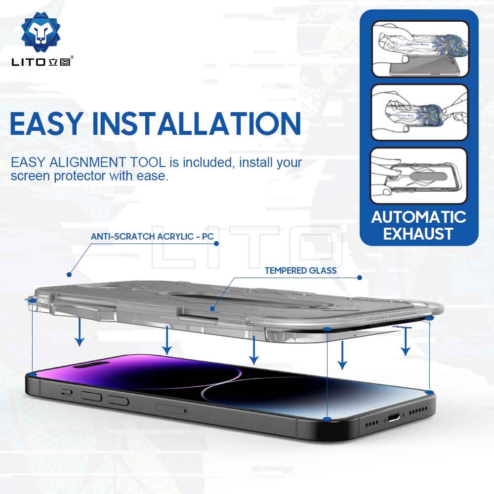 LITO Magic Box D+ privacy glass edge-to-edge coverage on iPhone