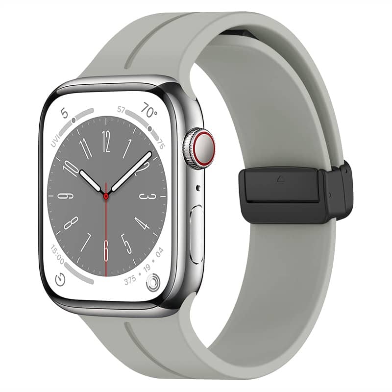 Magnetic Silicone Apple Watch Band – Grey on Wrist