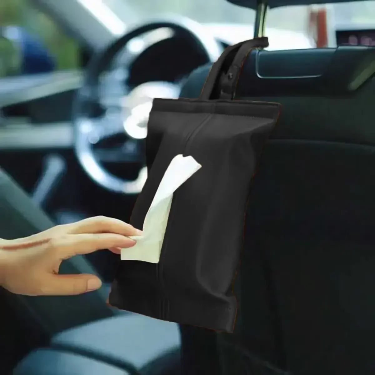 Car Headrest Tissue Box Holder with Dual Hooks