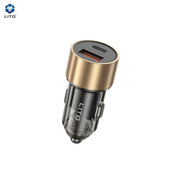 LITO IN‑C04 Transparent Metal 52W Dual‑Port Car Charger – PD USB‑C & USB‑A