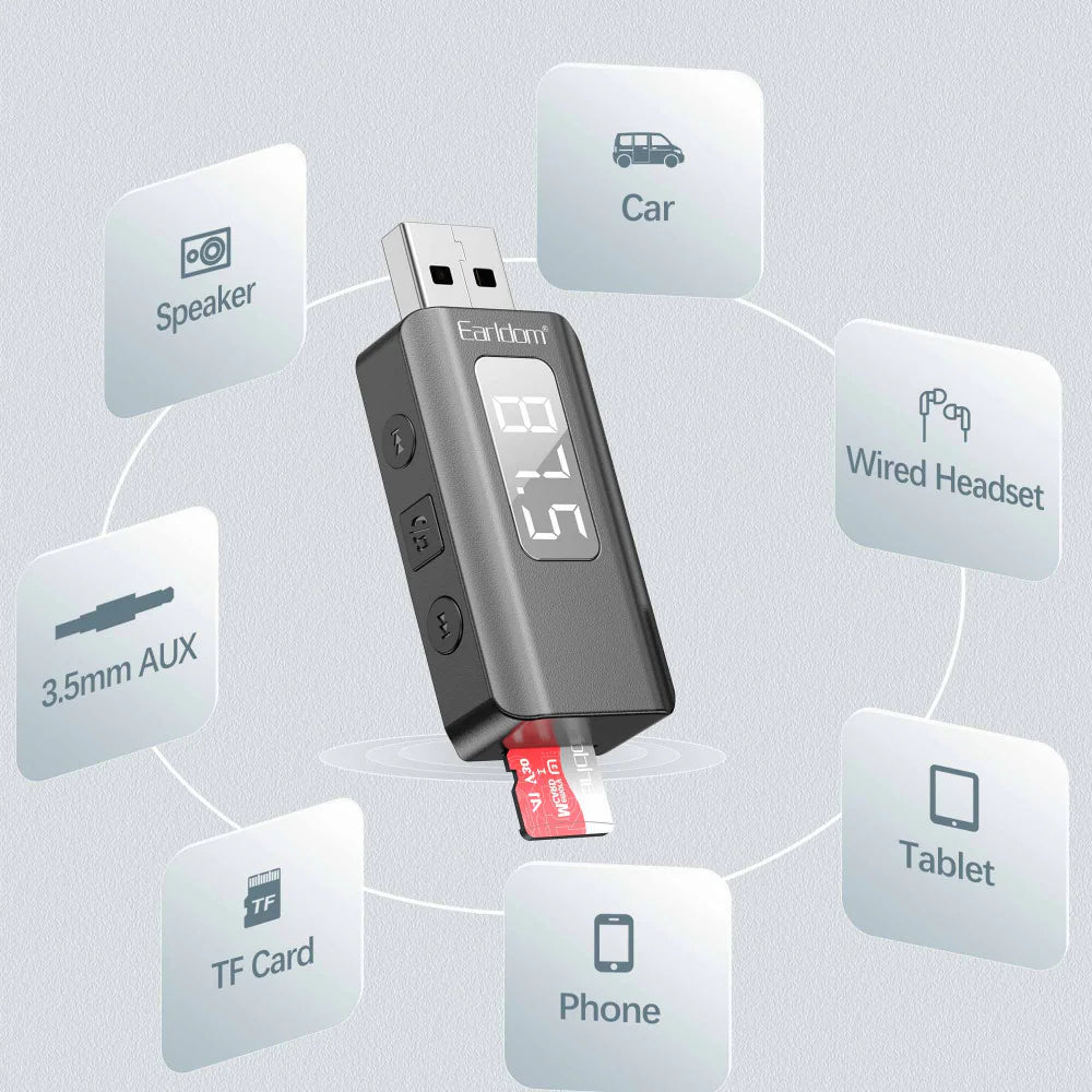 Earldom ET-BR17 Bluetooth receiver in use with speaker