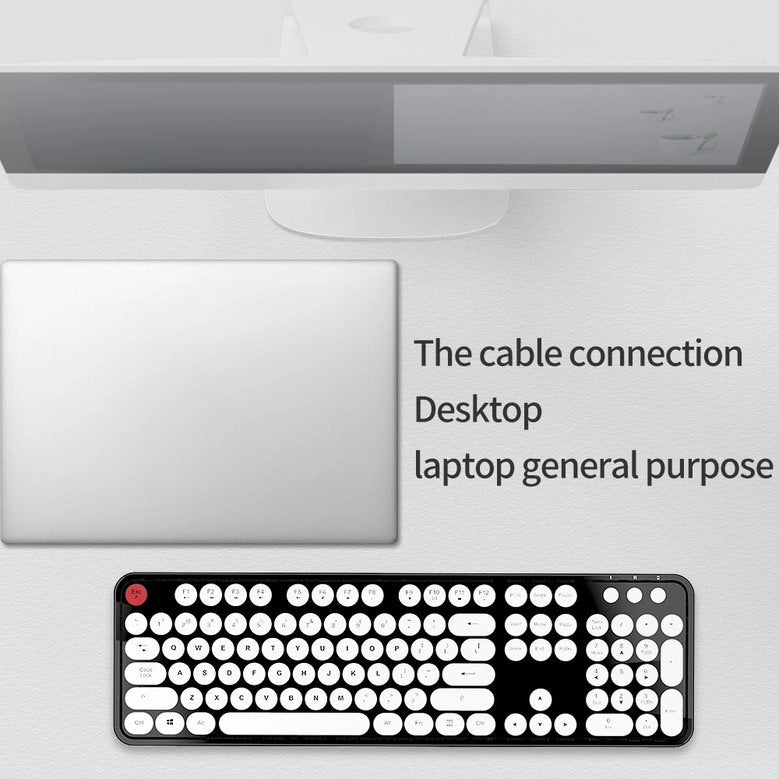 USB wired MOFII keyboard setup on desk.
