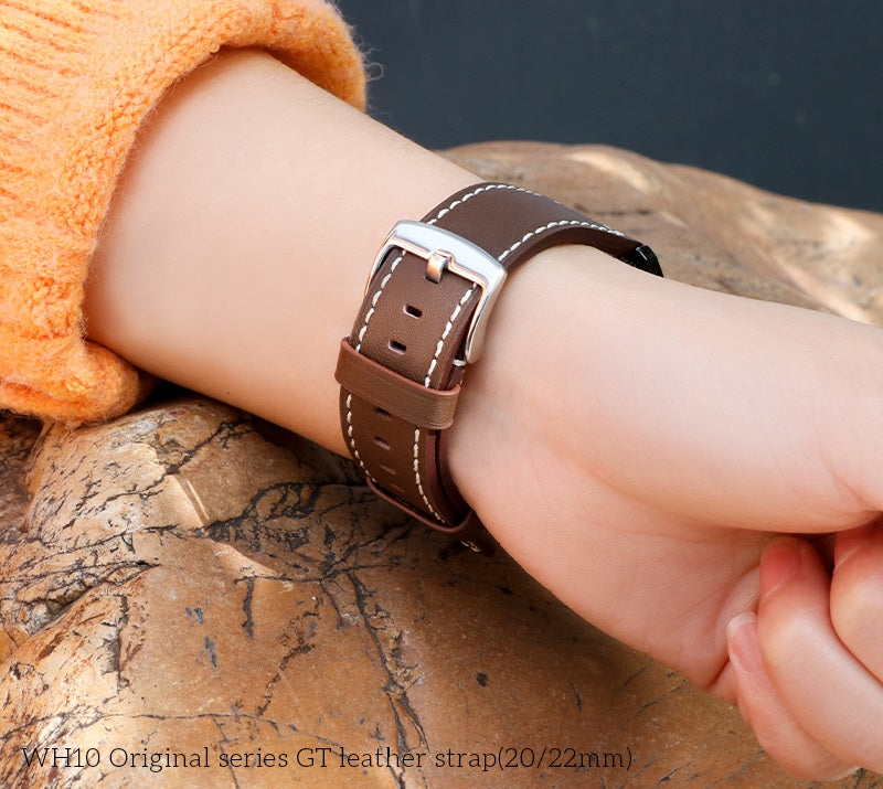 Universal 22mm leather strap for smartwatch replacement
