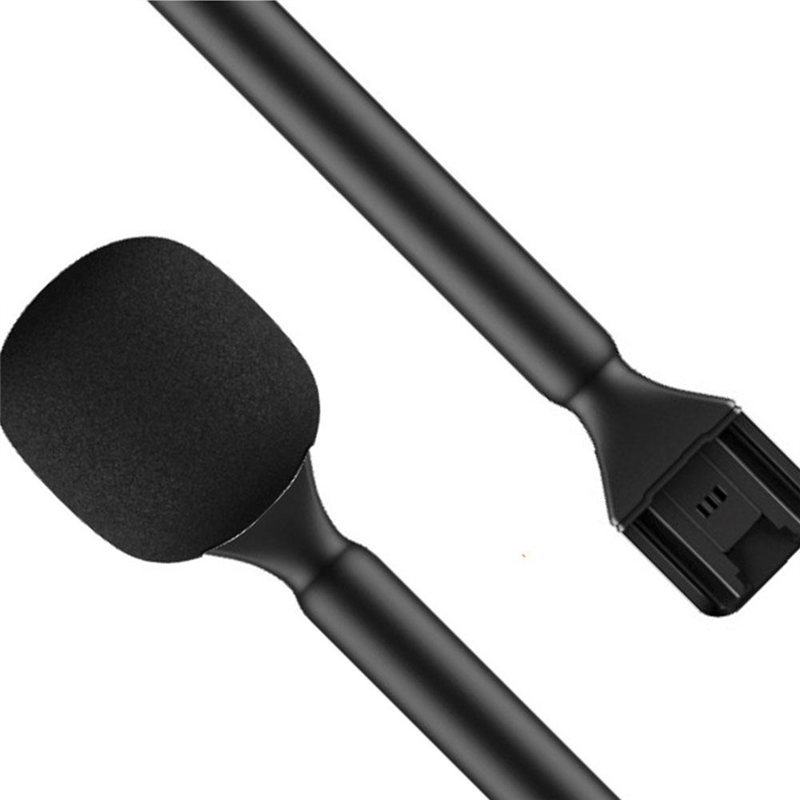 Handheld interview microphone adapter with black foam windscreen and cold-shoe mount for wireless lavalier mics