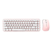 MOFII Bean 2.4G wireless keyboard and mouse set in pink and white, top view showing 68-key compact layout
