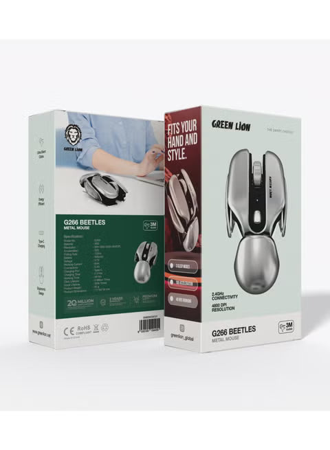 Green Lion G266 Beetles Metal Mouse – Premium Metal Wireless Mouse