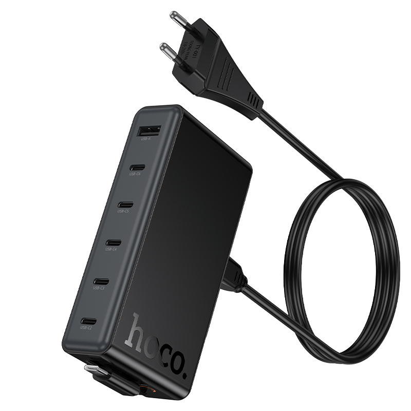 C151A Modern Multi-Port Charging Station with Built-in Type-C Cable