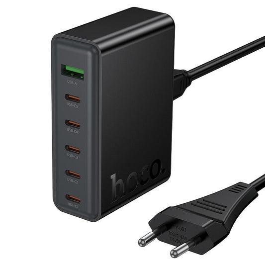 HOCO C152A Modern 70 W Charging Station – 5× USB-C + 1× USB-A Fast-Charge Hub (EU Plug)
