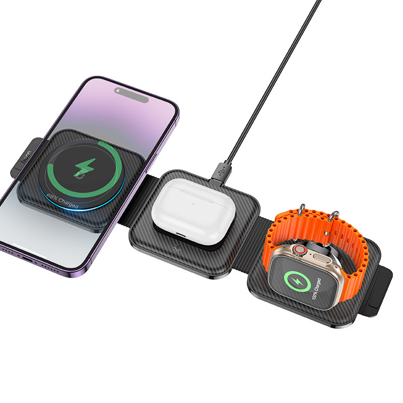 HOCO CQ4 wireless charger for phone earbuds and smartwatch