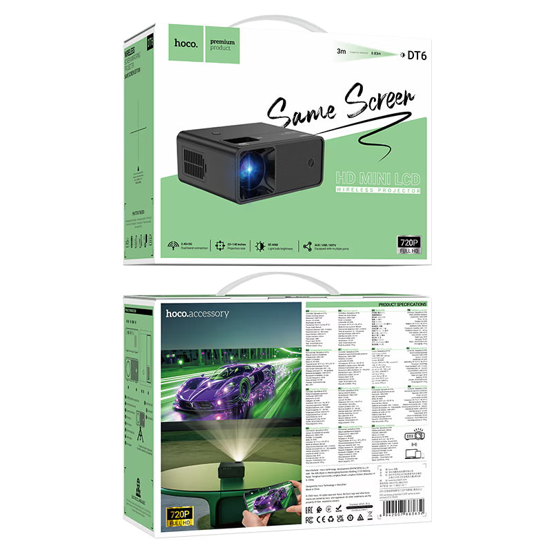 HOCO DT6 wireless projector - retail packaging