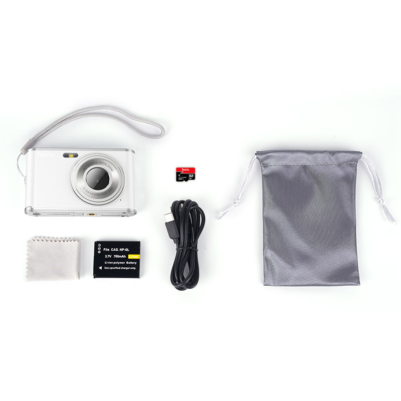 HOCO DV203 camera with 32GB card, battery, lanyard and cloth bag