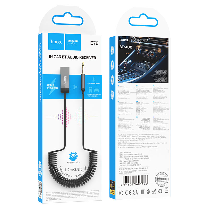 Car AUX BT Receiver E78 – Wireless Bluetooth Audio Adapter