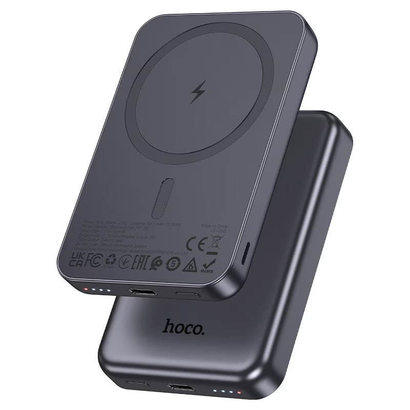 HOCO J160 Magnetic Wireless Power Bank 5000mAh – Metal Grey