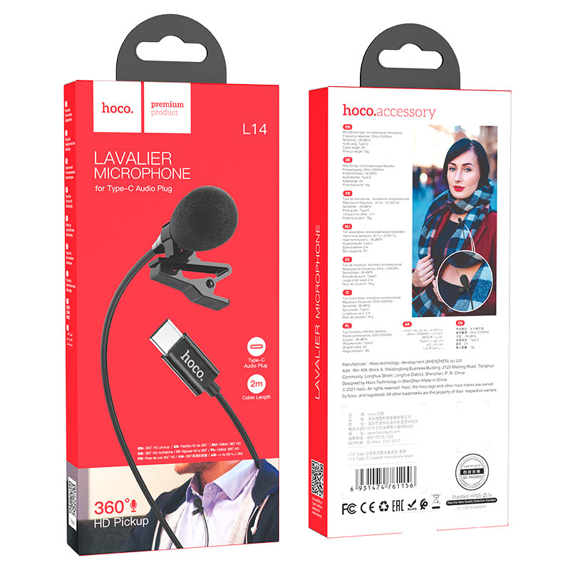HOCO L14 Type-C lavalier microphone clip on mic