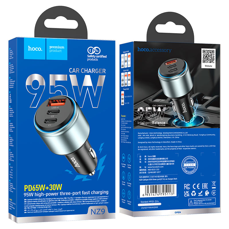 HOCO NZ9 fast car charger 3 port PD 95W
