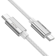 Hoco U134 Primero USB-C to USB-C cable 1.8m in black with nylon braided design, full length view
