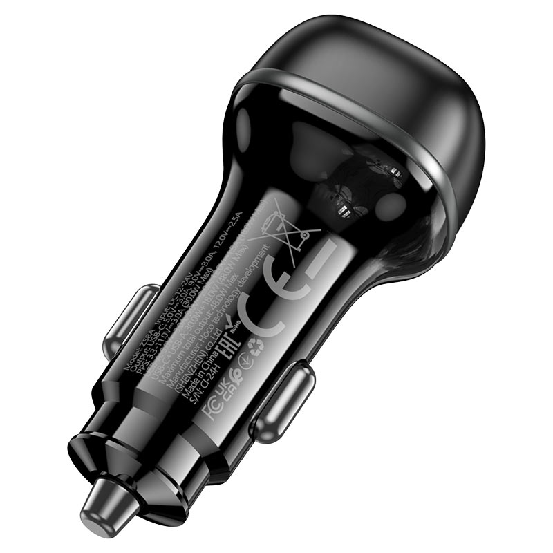HOCO Z58A Car Charger Housing – Flame-Retardant PC with Aluminium Ring