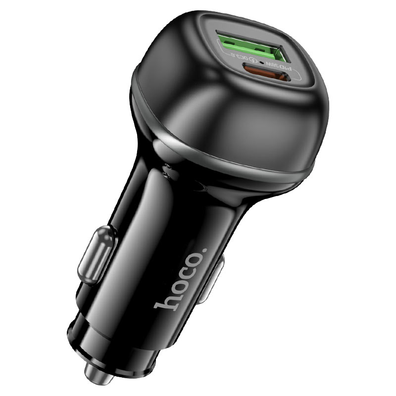 HOCO Z58A Rank 48W Dual-Port Car Charger Black – PD30W and QC3.0