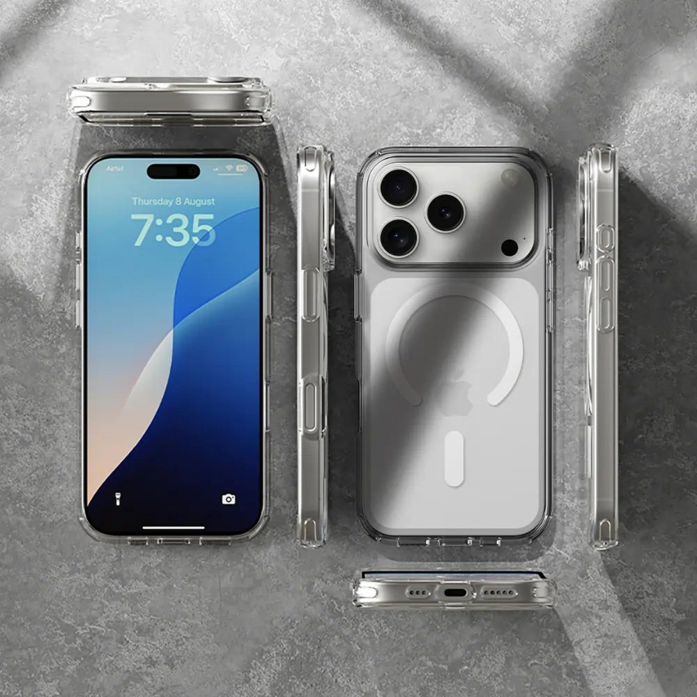 Hard Rubber MagSafe Transparent Cover – Durable Shockproof Protection